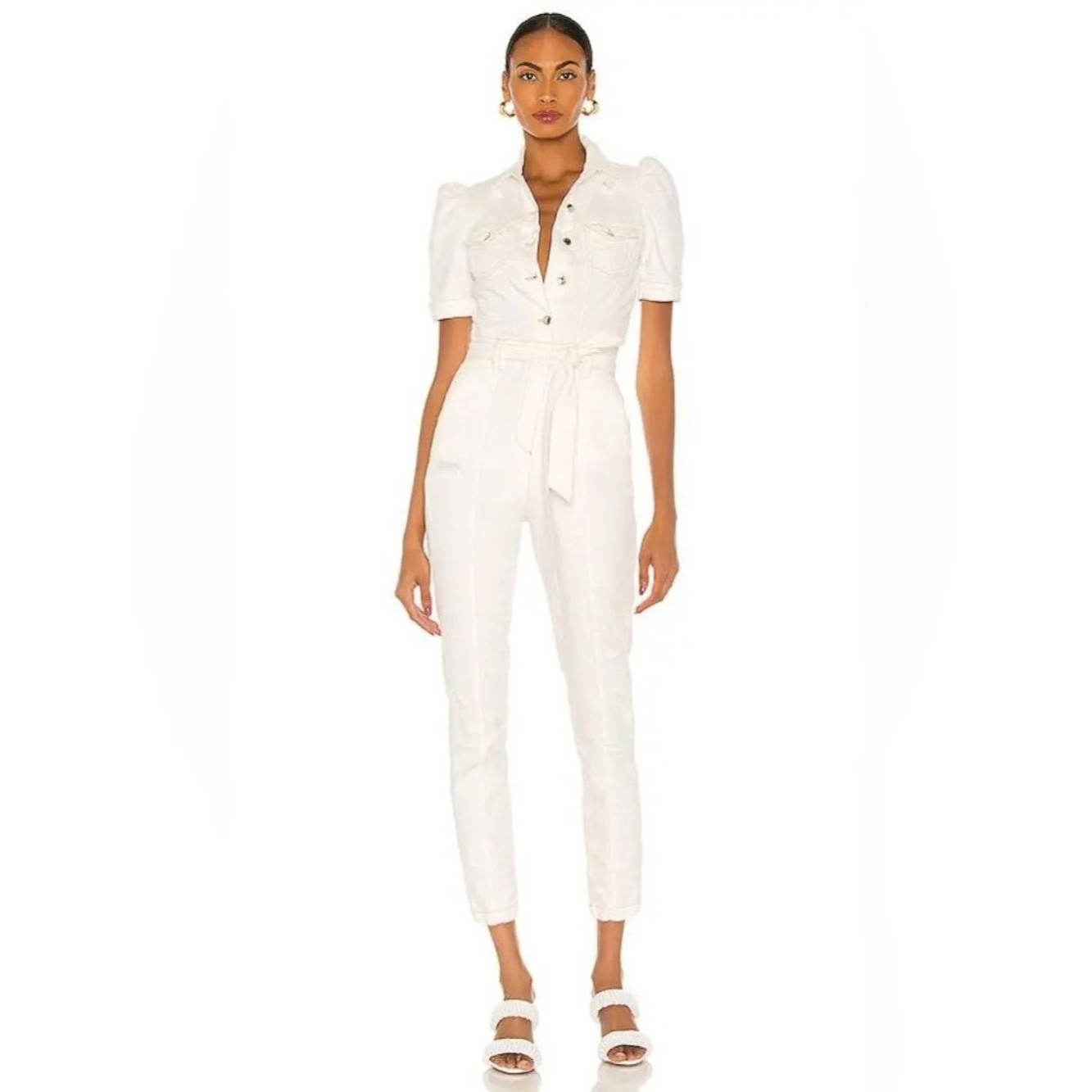 Retrofete Tori Jumpsuit In Vintage White Size Large
